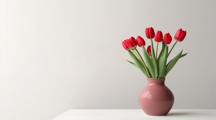 Fototapeta premium red tulips in a pot on a white background