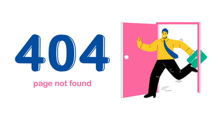 404 error, unavailable webpage. Page not found, technical web site problem. Flat vector illustration isolated on white background - obrazy, fototapety, plakaty
