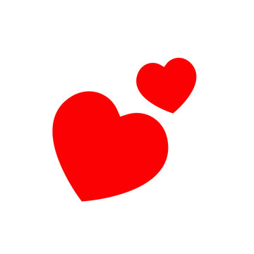 Red couple love icon vector in flat style. Heart, romantic sign symbol