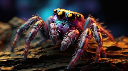 Jumping Spider , Macro shot , Color Gradient, Background HD