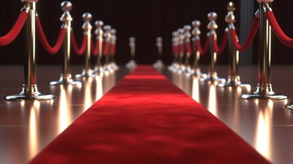 Red Event Carpets, Stairs and Ema Rope Barriers - obrazy, fototapety, plakaty