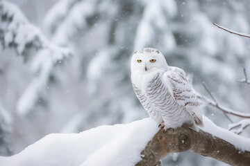Polar owl winter. Animal bird. Generate Ai