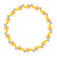 banana rainbow style art drawn round frame