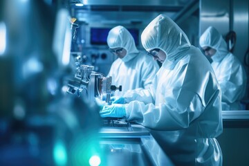 A cutting-edge laboratory where scientists and technicians collaborate on medical, pharmaceutical, and technological research and development.