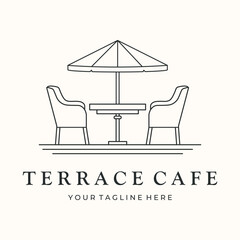 resto cafeteria line art logo vector minimalist illustration design, cafe service logo design