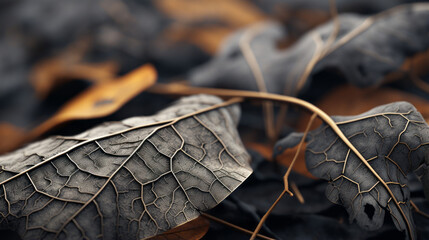 A close-up of a dying tree's leaves, showcasing the effects of pollution on vegetation