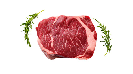 Top View. Beef Steak. Isolated on Transparent background.