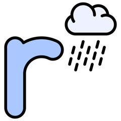 Letter r alphabet with rain icon vector illustrator