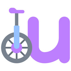 Letter u alphabet with unicycle icon vector illustrator