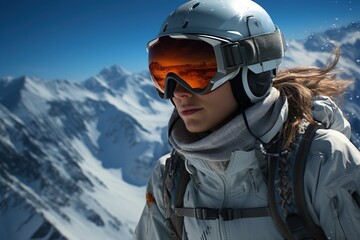 Fototapeta na wymiar Man skiing in the mountains. AI Generated.