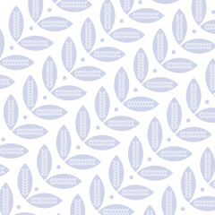 Seamless pattern with leaf elements in scandinavian style