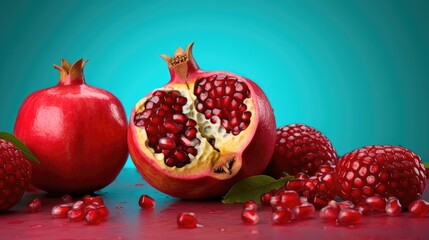 pomegranate fruit on a colored background
