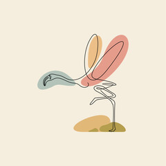 Flamingo one line art abstract, wall decor vector illustration design. Can be used for wall art, print, cover design, poster illustration, card, t-shirt print, etc