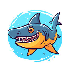 Obraz premium Shark fish cartoon, Illustration, Cartoon PNG