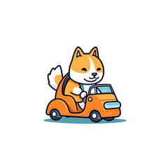 Shiba Inu Dog Driving car cartoon, Illustration, Cartoon PNG