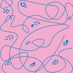 pink background with random scribble motif. Vector illustration for design, fabric and print.