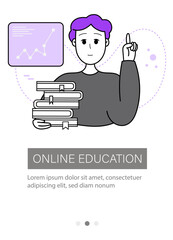 Education and self-development. The concept of trainings, seminars, online courses. Modern design template for websites, apps, booklets, flyers. Vector illustration.