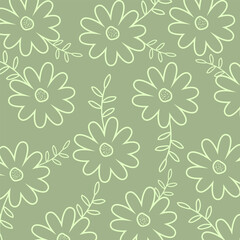 Fototapeta na wymiar Simple seamless pattern with cute flowers. Abstract floral background. Vector illustration for design, fabric and print.