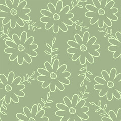 Simple seamless pattern with cute flowers. Abstract floral background. Vector illustration for design, fabric and print.