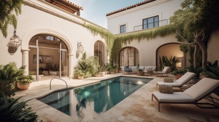 Obraz na płótnie Canvas Mediterranean Villa with a Private Pool and Courtyard