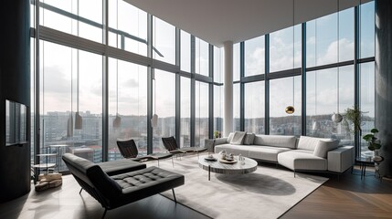 Modern City Apartment with Floor-to-Ceiling Windows