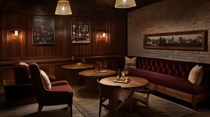 Fototapeta premium Sophisticated Wine Bar with Cozy Seating Nooks