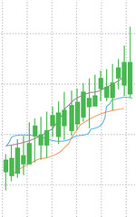 Obraz premium The green chart graph points upwards, the stock trading market graph, the economy is rising