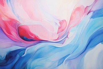 Vibrant abstract art capturing the essence of summer with beautiful pink and blue shades and flowing waves in the backdrop. Generative AI