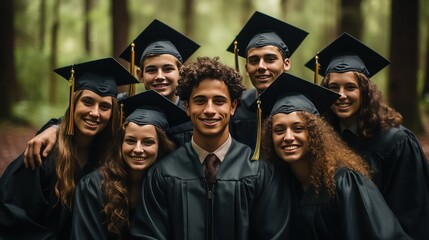Obraz premium group of students in graduation gown