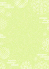 和紙テクスチャの和柄背景素材、明るいグリーンの和紙、綺麗な背景イラスト