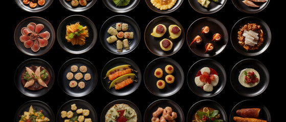 A close-up of an assortment of traditional Tapas appetizers.