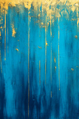Blue wood texture with gold paint, aged background and patterns