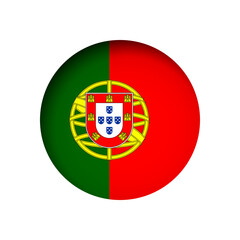 Obraz premium Portugal flag - behind the cut circle paper hole with inner shadow.