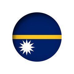 Nauru flag - behind the cut circle paper hole with inner shadow.