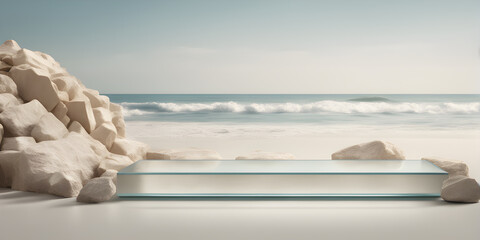 Podium and space for beauty products