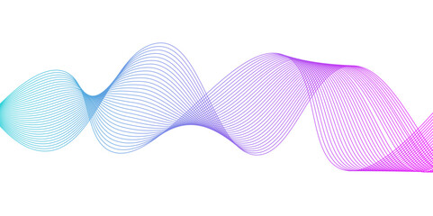 Curve colored lines on a white background.,Dynamic sound wave. Design element. Vector illustration.Colourful waves with lines created using Blend,
