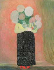 Gordijnen woman with flowers. oil painting. illustration © Anna Ismagilova