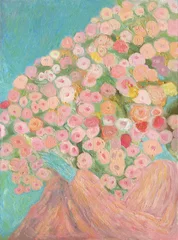 Poster Im Rahmen woman with flowers. oil painting. illustration © Anna Ismagilova