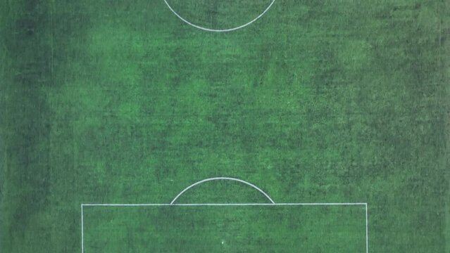 Aerial view of soccer field shot from directly above