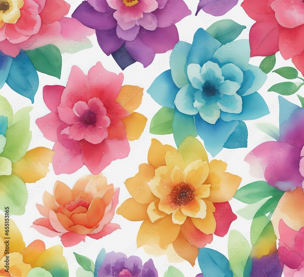 Fototapete seamless watercolor dots pattern .seamless pattern with rainbow colored watercolor circles. hand dra