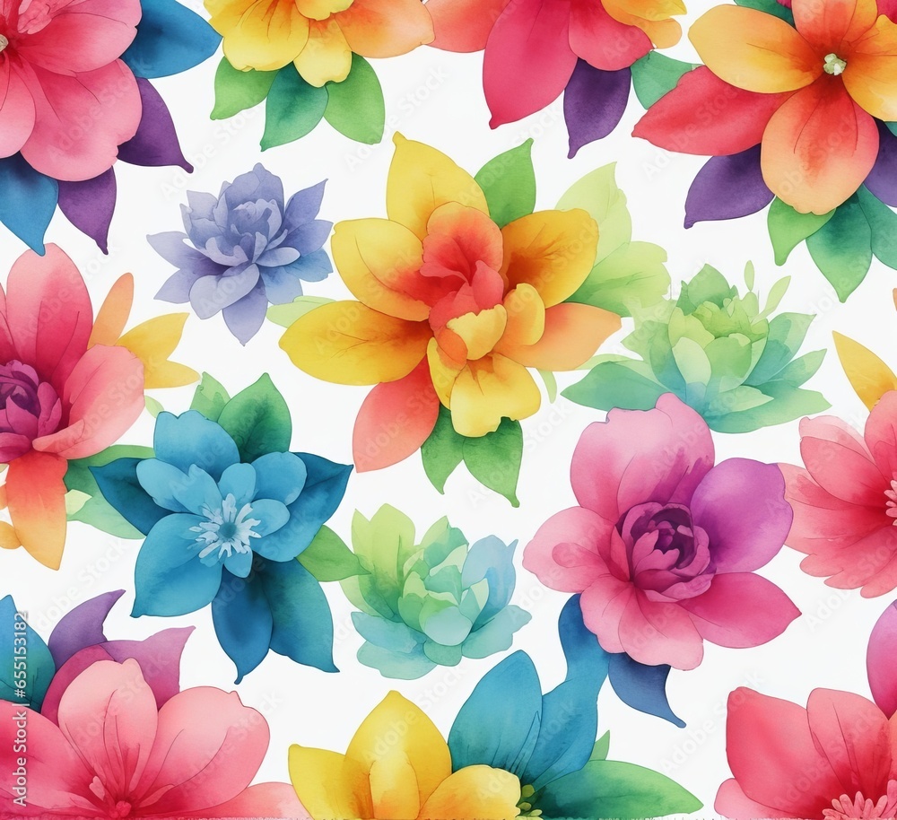 Fototapete seamless watercolor dots pattern .seamless pattern with rainbow colored watercolor circles. hand dra