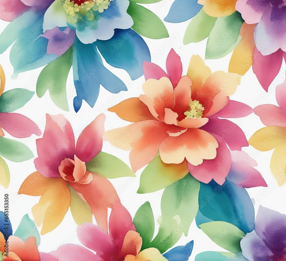 Fototapete seamless watercolor dots pattern .seamless pattern with rainbow colored watercolor circles. hand dra