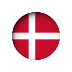 Obraz premium Denmark flag - behind the cut circle paper hole with inner shadow.
