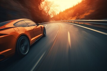 Fototapeta na wymiar Fast car on vibrant road. Generative AI