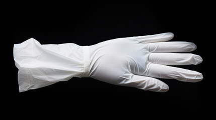 hand in gloves on black background