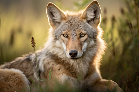 Coyote in the wild close up