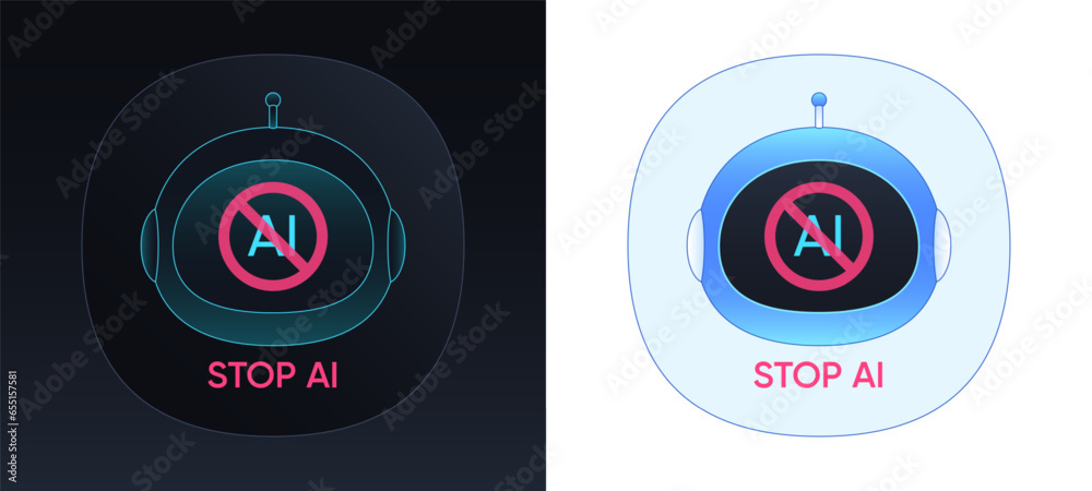 Poster stop ai use. prohibition on use of artificial intelligence technology, generative ai and chat bots, 