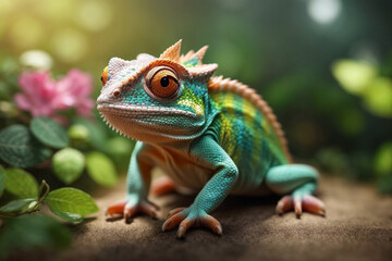 green lizard on a floor