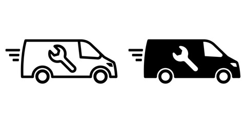 ofvs473 OutlineFilledVectorSign ofvs - repair truck vector icon . fast service sign . isolated transparent . black outline and filled version . AI 10 / EPS 10 / PNG . g11816 © fotohansel