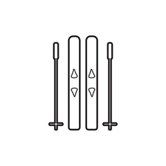 Skis and a sticks icon. Simple winter games icon. Can be used as web element, design icon.